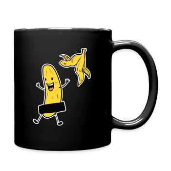 Striptease Banane | Bananen Humor Geschenk Party - Tasse einfarbig - Schwarz - Rechts