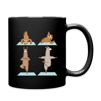 Faultiere Lamas & Alpakas Beim Sport Geschenkidee - Tasse einfarbig - Schwarz - Rechts