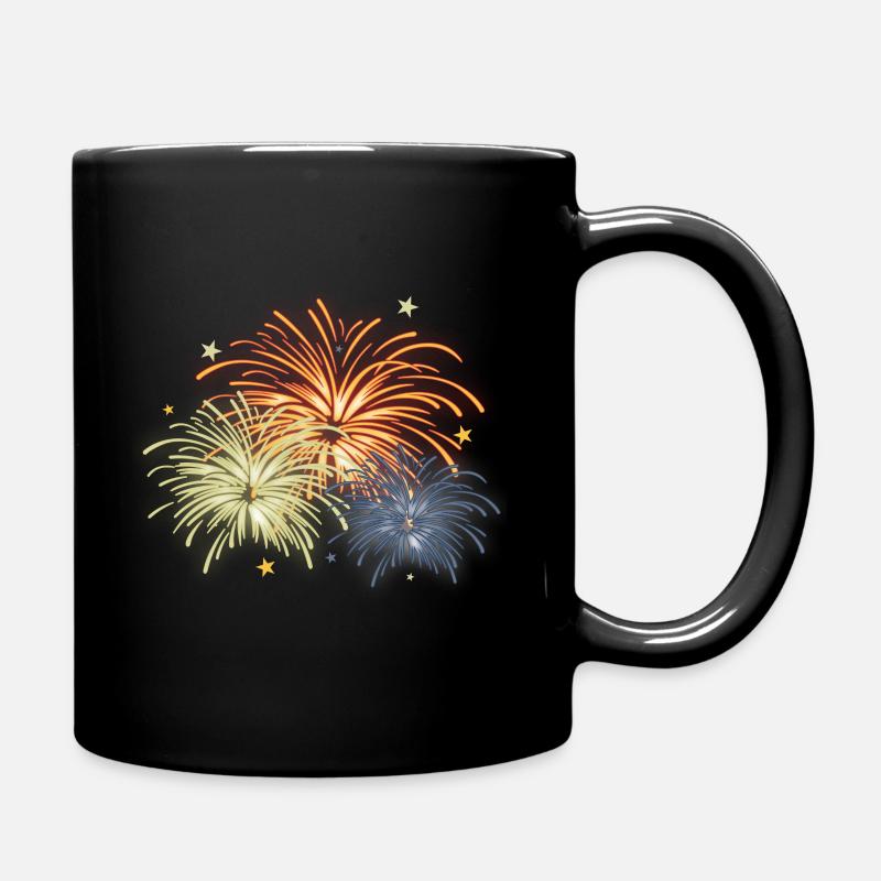 Feuerwerk Silvester Geschenk - Tasse einfarbig - Schwarz
