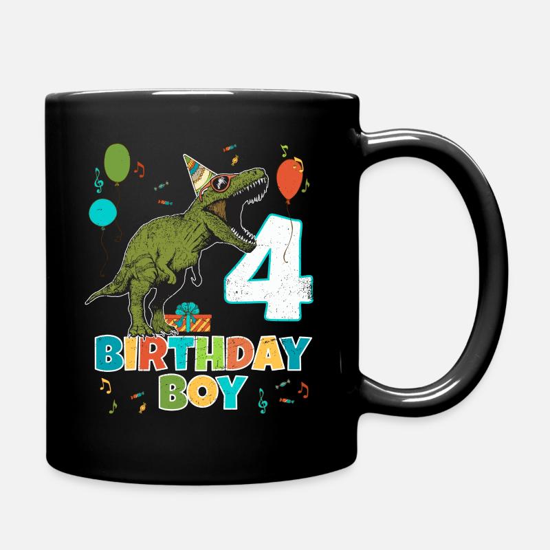 4-jährige Kindergeburtstags-Jungen-Party T Rex Dinosaurier - Tasse einfarbig - Schwarz