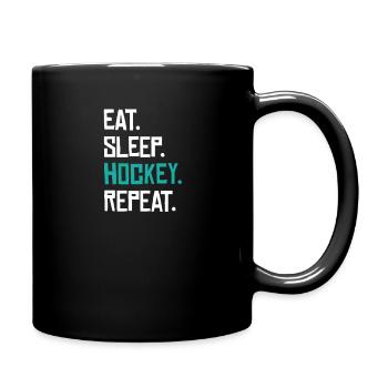 Eat. Sleep. Hockey. Repeat. Eishockey Teamsport - Tasse einfarbig - Schwarz - Rechts