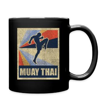 Muay Thai Thai Boxing Gift Fighting Retro - Full Colour Mug - black - Right