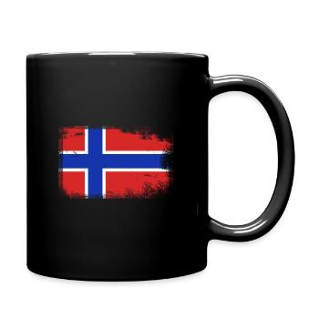 Norwegen Geschenk Fahne Karte Fjord - Tasse einfarbig - Schwarz - Rechts