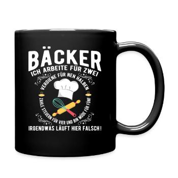 Bäcker Spruch - Tasse einfarbig - Schwarz - Rechts