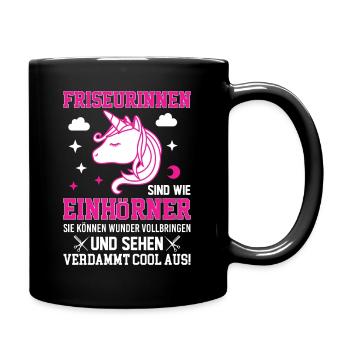 Friseurin Geschenk - Tasse einfarbig - Schwarz - Rechts