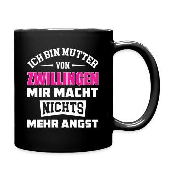 Zwillinge Mutter Spruch - Tasse einfarbig - Schwarz - Rechts