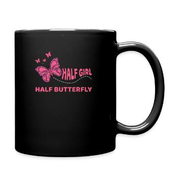 Pink Schmetterling Maedchen - Tasse einfarbig - Schwarz - Rechts