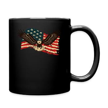 USA America Flag Eagle Patriot - Full Colour Mug - black - Right