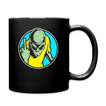 Alien middlefinger extraterrestrials funny Ufo - Full Colour Mug - black - Right