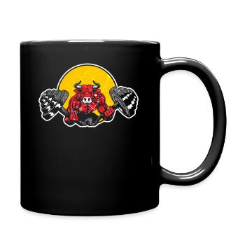 Fitness Gym Muskeln Kraft Training Bulle Stier - Tasse einfarbig - Schwarz - Rechts