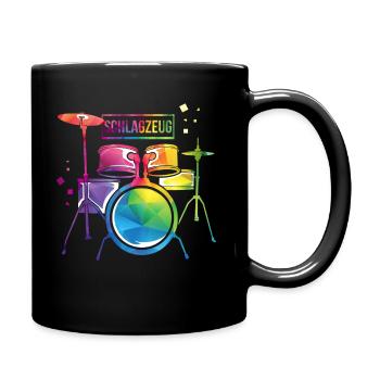 Schlagzeug Musik Trommel - Tasse einfarbig - Schwarz - Rechts