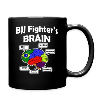 bjj brazilian jiu jitsu wrestle bottom gift brain - Full Colour Mug - black - Right