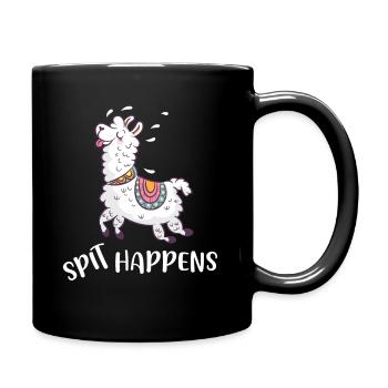 Spit happens Lama Alpaca Alpaca Llama - Full Colour Mug - black - Right