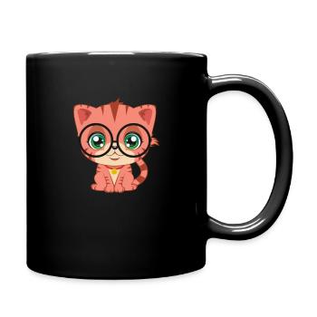 XASTY cute cat glasses nerd glubschi geek nerdy - Full Colour Mug - black - Right