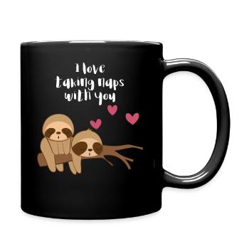 Sloth sloths - Sloth fan - couple - hearts - Full Colour Mug - black - Right
