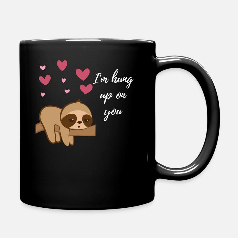 Faultier– Faultiere – Herzen - Valentinstag - Ast - Tasse einfarbig - Schwarz
