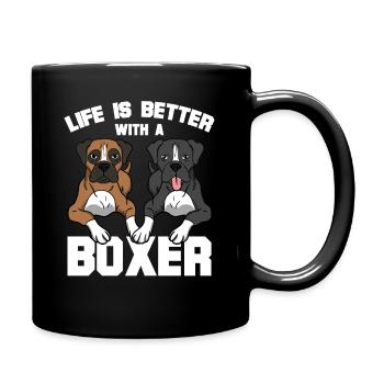 Deutscher Boxer Hund Leben Ist Besser Geschenk - Tasse einfarbig - Schwarz - Rechts