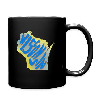 Wisconsin State Map USA State T-shirts - Full Colour Mug - black - Right
