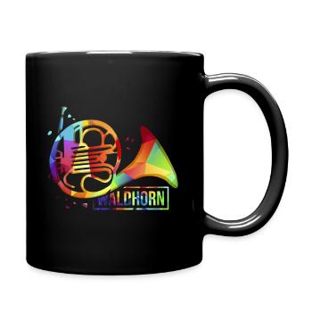 French horn brass musical instrument - Full Colour Mug - black - Right