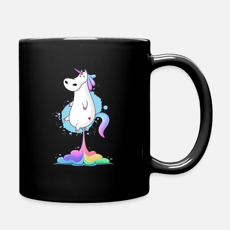 Lustiges Einhorn Furting Regenbogen - Tasse einfarbig - Schwarz