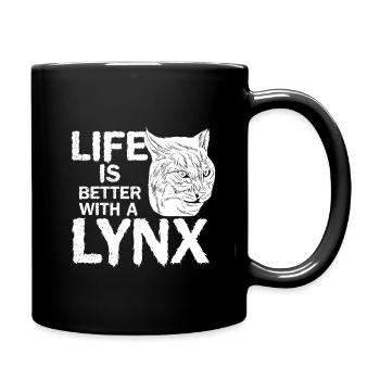 Luchs Leben Tier - Tasse einfarbig - Schwarz - Rechts