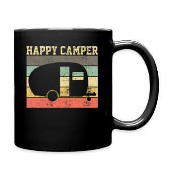 Campen Camping Gluecklich - Tasse einfarbig - Schwarz - Rechts