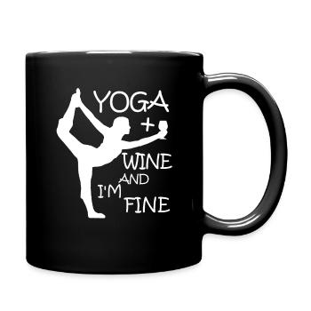 Yoga + vin et je vais bien - chemise de yoga - Mug uni - noir - Droite