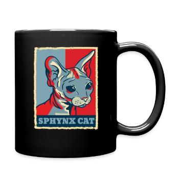 Sphynx Katze Nacktkatze Retro Vintage Geschenk - Tasse einfarbig - Schwarz - Rechts