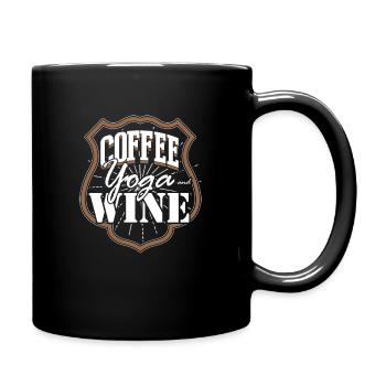 Kaffee Yoga und Wein Geschenk - Tasse einfarbig - Schwarz - Rechts