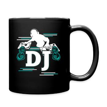 DJ DeeJay Scratch Party Schallplatten Geschenk - Tasse einfarbig - Schwarz - Rechts