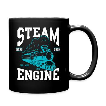 Lokomotive Retro - Tasse einfarbig - Schwarz - Rechts