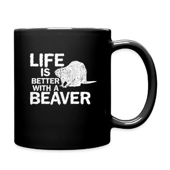 Beaver Life Animal Gift - Full Colour Mug - black - Right