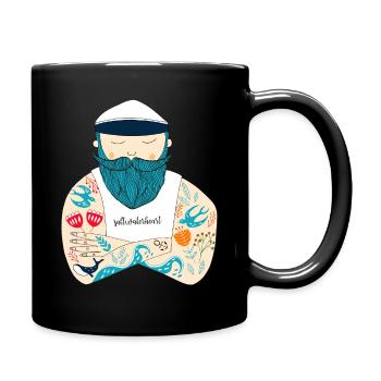 Meer, Salz und Liebe I Skandinavischer Seemann - Tasse einfarbig - Schwarz - Rechts