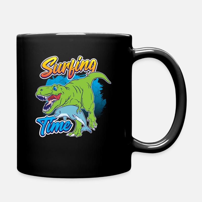Dino Shirt pour Surffer Delfin Surfing Time - Mug uni - noir