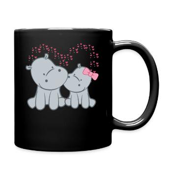 Hippopotame - Hippopotame - Hippopotame - Couple - Coeur - Mug uni - noir - Droite