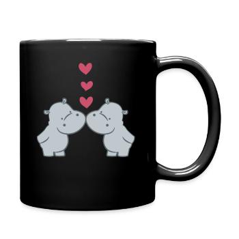Hippopotame - Hippopotame - Hippopotame - Couple - Coeur - Mug uni - noir - Droite