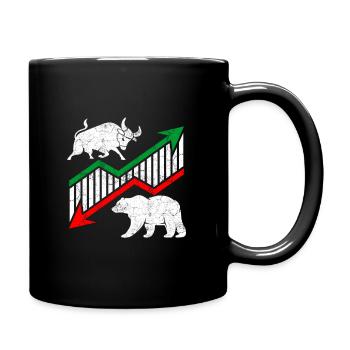 Bulle und Bär ETF Aktien Börse Markt Geschenk - Tasse einfarbig - Schwarz - Rechts