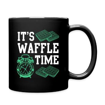 Waffle Time saying gift idea waffle - Full Colour Mug - black - Right