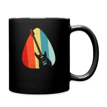 Guitar plectrum retro vintage rock & roll shirt - Full Colour Mug - black - Right