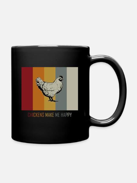Huhn Hahn Retro Vintage Streifen - Tasse einfarbig - Schwarz