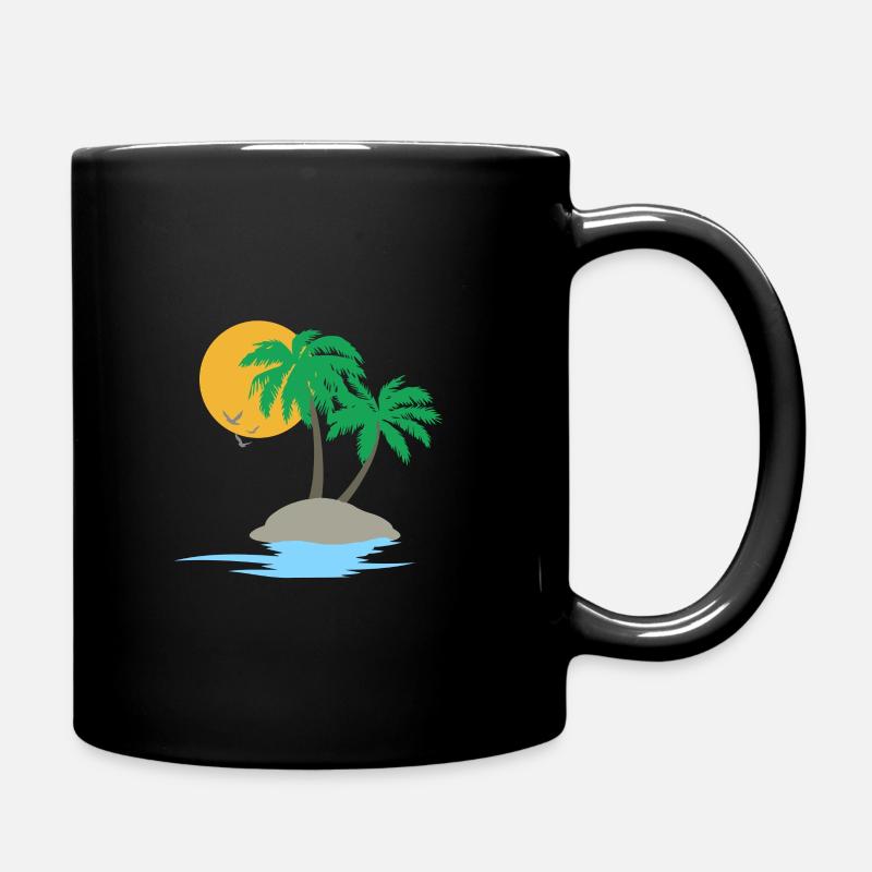 kleine Insel Geschenk Urlaub Reise Palme Strand - Tasse einfarbig - Schwarz
