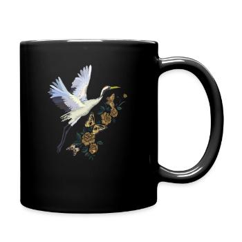 Grue de broderie japonaise vintage - Mug uni - noir - Droite
