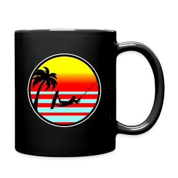 Kite Surfer am Stand - Retro Look - Tasse einfarbig - Schwarz - Rechts