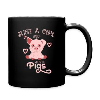 Schwein Schweinchen Ferkel Girlie Valentinstag - Tasse einfarbig - Schwarz - Rechts