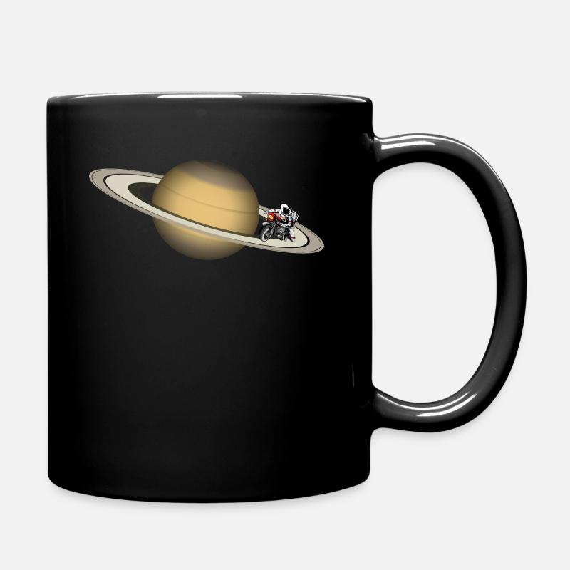 Astronaute sur Saturne avec moto, moto - Mug uni - noir