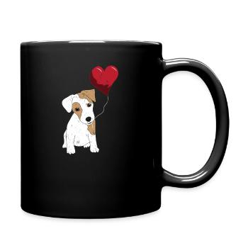 Lustiges Hunde Shirt - Terrier mit Herz - Tasse einfarbig - Schwarz - Rechts