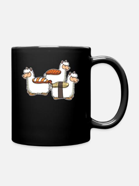 Sushi Alpaka Alpakas Japan Lustig Geschenk - Tasse einfarbig - Schwarz