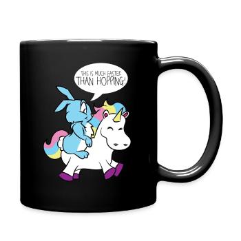 Schneller als hoppeln Hase Einhorn Geschenk - Tasse einfarbig - Schwarz - Rechts