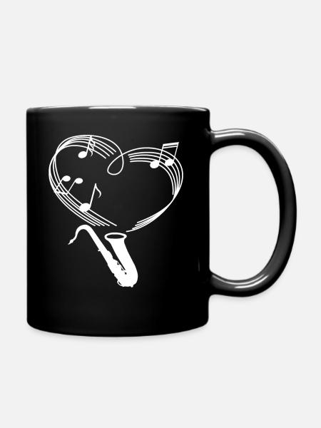 Saxophon - Saxophonist - Musik - Musiker - Herz - Tasse einfarbig - Schwarz