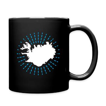 Bannière de drapeau contour Islande cadeau carte - Mug uni - noir - Droite